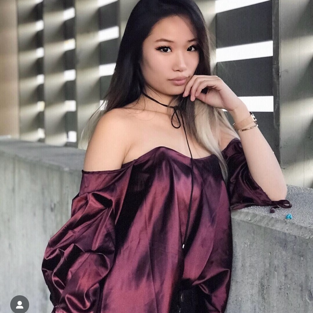 Off shoulder satin top